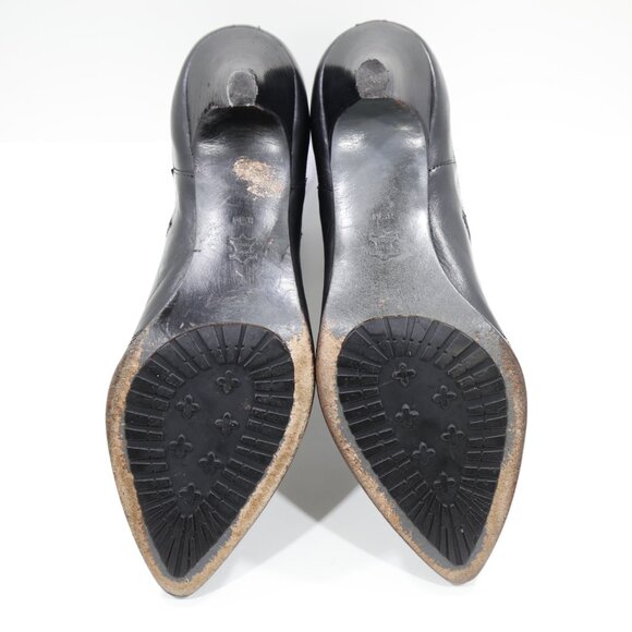 Via Spiga Black Leather 3" Kitten Heel Pointed Toe Booties - 8.5 - Picture 7 of 8